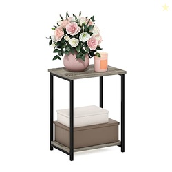 Furinno Simplistic Metal Frame End Table, 1-Pack, French Oak