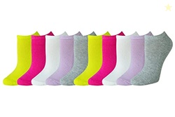 Amazon Essentials Women's Cotton Lightly Cushioned No-Show Socks, 10 P