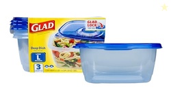 Glad GladWare Deep Dish Food Storage Containers with Lids, Large Recta