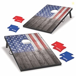 Wild Sports 2x3 Cornhole Outdoor Game Set, USA Flag MDF Wood with all-