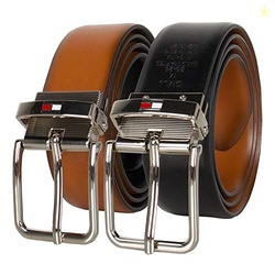 Tommy Hilfiger Boys' Reversible Dress Belt, Tan/Black, Large