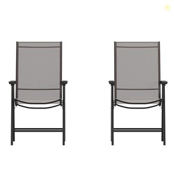 Flash Furniture Paladin Brown Outdoor Folding Patio Sling Chair with B