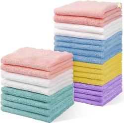 24 Pack Baby Washcloths, Multicolor Microfiber Coral Fleece, 7 X 9