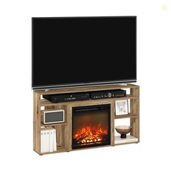Furinno Jensen Fireplace TV Stand, Corner Entertainment Center, TV Con