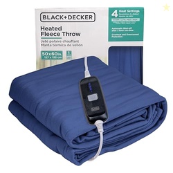 BLACK+DECKER Heated Blanket Electric Throw, Fleece Electric Blanket, H
