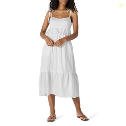 Amazon Essentials Women's Regular-Fit Empire Waist Midi Ruffle Dress, 