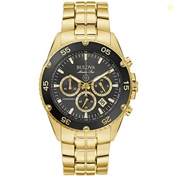 Bulova Men's Marine Star Gold Chronograph Stainless Steel Watch, Black