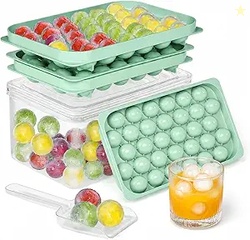 Mini Ice CubeTray with Lid & Storage Bin - 64 Pcs