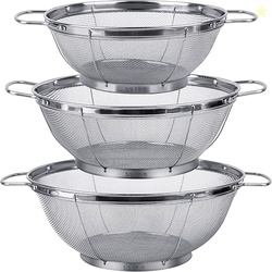 3 Pack 18/8 Stainless Steel Colander Sieves