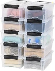 6 Qt Stackable Plastic Storage Bins with Lids, 10 Pack