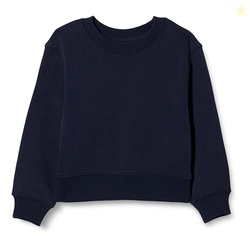 Amazon Essentials Girls' Crew Neck Sweatshirt, Navy, Medium