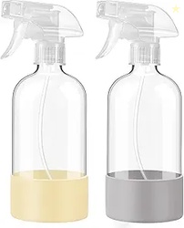 Glass Spray Bottles with Silicone Sleeve, 2 Pack
