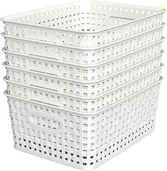 WYT Woven Plastic Storage Baskets, 6 Pack 