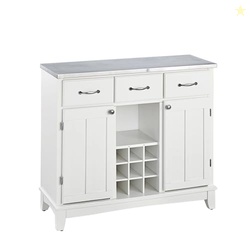 Homestyles Buffet of Buffets Server,Off-White Cabinet Stainless Steel 