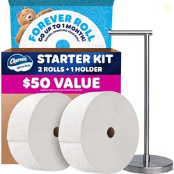 Charmin Toilet Paper Ultra Soft, Forever Roll Starter Kit, 1 Holder, 2