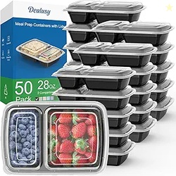 50 Pack (100-Piece) Meal Prep Containers Reusable with Lids