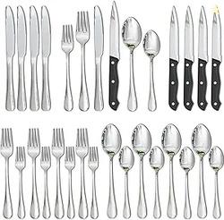 Astercook Silverware Set with Steak Knives 24-Piece 