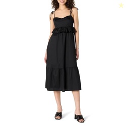 Amazon Essentials Women's Regular-Fit Empire Waist Midi Ruffle Dress, 
