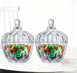 Clear Glass Candy Dish with Lid 2 Packs
