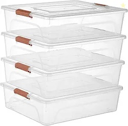 Clear Plastic Storage Bins with Lids (4Pack)