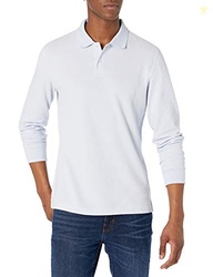 Amazon Essentials Men's Long-Sleeve Pique Polo Shirt, Light Blue, X-La