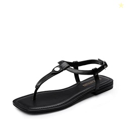DREAM PAIRS Women's T-Strap Thong Flat Sandals with Cute Square Toe St