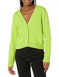 Amazon Essentials Women's Relaxed Fit Midweight Cardigan Sweater, Lime