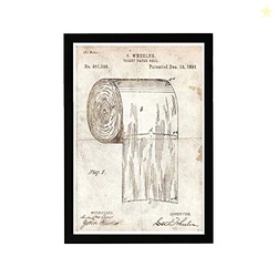 Bath and Laundry Framed Wall Art Prints 'Toilet-paper roll 1891 Parchm