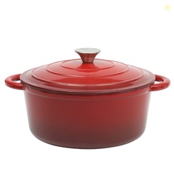 Gibson Home Addlestone 5-Quart Red Enamel Cast Iron Dutch Oven with Li
