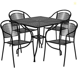 Flash Furniture Oia 5-Piece Commercial Grade Steel Patio Table and Cha