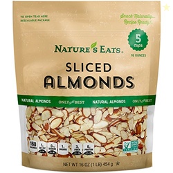 Natures Eats Natural Sliced Almonds - Blanched Thin-Cut Almonds for Ba