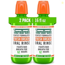 TheraBreath Fresh Breath Mouthwash, Mild Mint Flavor, Alcohol-Free, 16