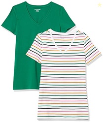 Amazon Essentials Women's Regular-Fit Short-Sleeve V-Neck T-Shirt, Pac