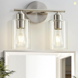 SEABLE Bathroom Light Fixtures, 2-Light Brushed Nickel Vanity Lights, 