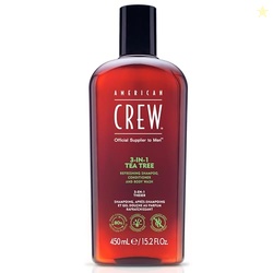 American Crew Shampoo, Conditioner & Body Wash for Men, 3-in-1, Tea Tr