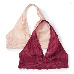 Amazon Essentials Women's Stretch Galloon Lace Halter Bralette, Soft P