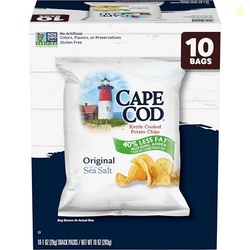 Cape Cod Potato Chips, Less Fat Original Kettle Chips, 1 Oz Snack Bags