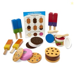 Melissa & Doug Wooden Frozen Treats Ice Cream Play Set (24 pcs) - Play
