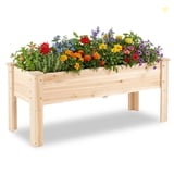 Costway Raised Garden Bed Elevated Planter Box Wood for Vegetable Flow