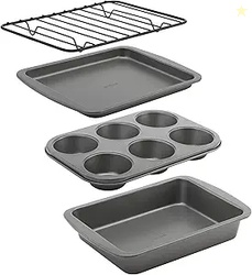 GoodCook 4-Piece Nonstick Steel Toaster Oven Set with Sheet Pan Rack, 