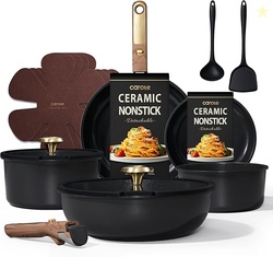 CAROTE 15Pcs Ceramic Cookware Set Pots and Pans Set Non stick, Kitchen