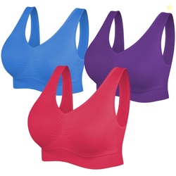 Comfortable Bra3 Pack Seamless Removable Pads Sleep Bras,Yoga Bra,Spor