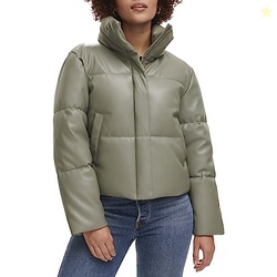 Levi's Women's Vegan Leather Quilted Shorty Puffer, Sage, X-Large