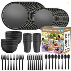ZIVONA 40 Piece RV & Camping Dinnerware Set, Elegant Ceramic-Look Larg