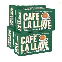 Cafe La Llave Dark Roast Ground Espresso Coffee, 10 oz Bricks (Pack of
