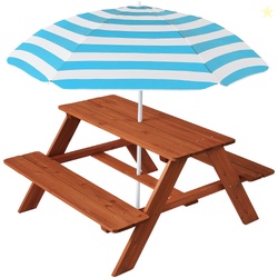 Best Choice Products Outdoor Wooden Kids Picnic Table with Umbrella Ac