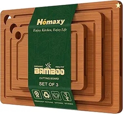 Homaxy Bamboo Cutting Board for Kitchen Set of 3 Wooden Cutting Boards