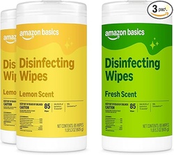 Amazon Basics Disinfecting Wipes Lemon & Fresh Scent, Sanitizes, Clean