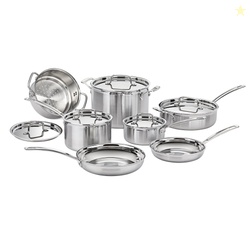 Cuisinart MultiClad Pro 12-Piece Cookware Set Triple Ply Stainless Ste