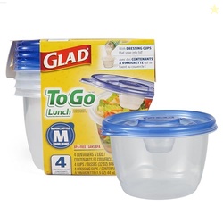 Glad GladWare to Go Lunch Food Storage Containers with Lids, Medium Ro